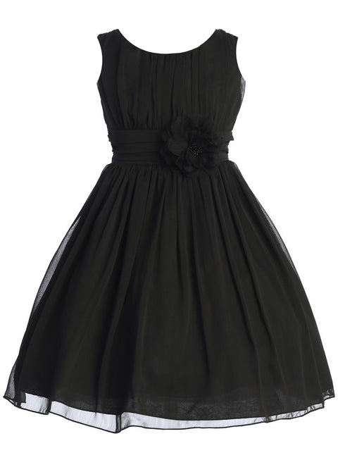 Girls Flower Waist Chiffon Flower Girl Dress 2-14 - SophiasStyle.com